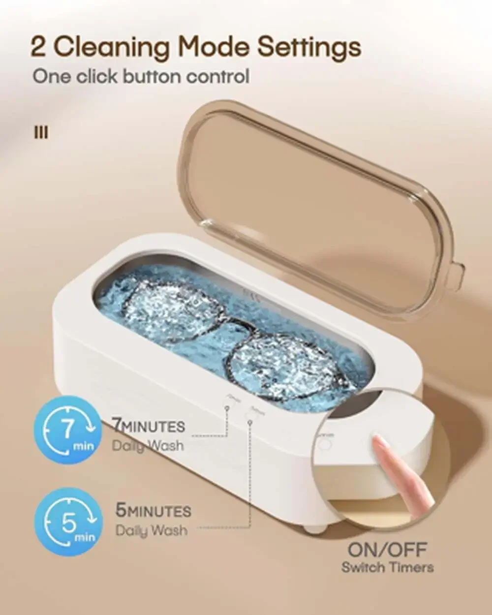 Ultrasonic Jewelry Cleaner 48Khz Stainless Steel 350Ml Deep Clean for Rings